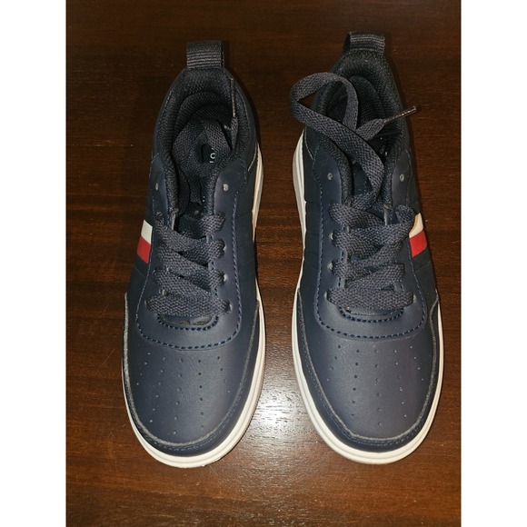 Tommy Hilfiger Kids- TH Callam Navy Blue White Red Stripe Size 2 - Picture 1 of 8